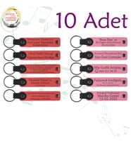Nar Çiçeği & Pembe, 10’lu Set, Tarih ve İsimli Deri Anahtarlık, Aile Pikniklerine Küçük Sürpriz
