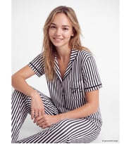 LCW DREAM Antrasit Gömlek Yaka Çizgili Kadın Pijama Takımı