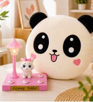 Kişiye Özel İsimli Kokuş Kedi Biblolu Masa Lambası & Kedi Panda Yastık
