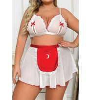 Kadın Beyaz Kırmızı Hemşire Fantazi Kostümü Bralet Etek Takım 8481