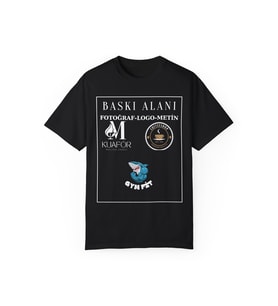 Kişiye Özel İsim Yazı Logo Baskılı Oversize Tişört %100 Pamuk (Siyah)