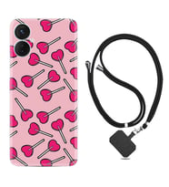 Tecno Spark 9T Kılıf Resimli Boyun Askılı İpli Desenli Silikon Heart Lollipop 1414