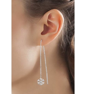Kar Taneli 925 Ayar Gümüş Zincir Küpe - K017101