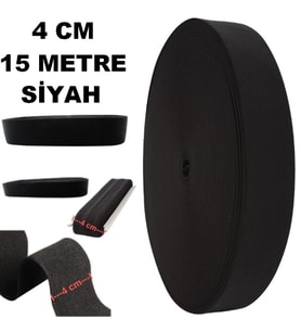Lastik Sert Yumuşak Çamaşır Don Etek Bel Paça Bebe Lastiği Yassı Yumuşak 4 Cm Siyah 15 Mt