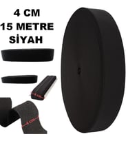 Lastik Sert Yumuşak Çamaşır Don Etek Bel Paça Bebe Lastiği Yassı Yumuşak 4 Cm Siyah 15 Mt