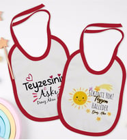 BK Kids Kişiye Özel Teyze Tasarımlı 2’li Kırmızı Mama Önlüğü-3