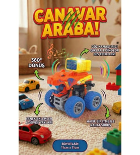 Işıklı Ve Sesli Dinozor Canavar Kamyon - 360° Dönen Sürtmeli Akrobasi Arabası - Oyuncak Araba