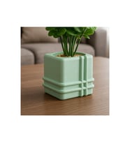 Alvera Square Planter – 3D Baskı Izgara Desenli Küp Saksı-Mint