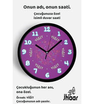 İsme Özel Renkli Havuç ve Çiçek Çocuk Odası Duvar Saati Orta Boy 30 cm Siyah Camlı Sessiz
