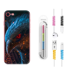 Apple iPhone 5 6 7 8 Plus Se XR Kılıf Kablo Koruma Spiral Silikon Şahin 1756
