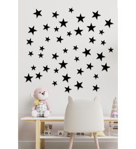 MIGNATIS - Lazer Kesim Ahşap Yıldız Duvar Dekoru MDF 100 Adet 4-5-6cm (Siyah)