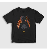 Presmono Unisex Çocuk Siyah Alevler Pubg T-Shirt 29809tt