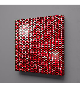 RENKLİ  KALPLER KANVAS TABLO 130x130cm (Karışık)