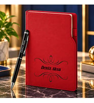 BK Gift Kişiye Özel 374 Termo Deri Tarihli Ajanda & Siyah Touch Pen Tükenmez Kalem-1