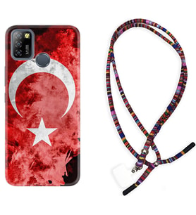 INFINIX Smart 4 5 6 Zero 8 S5 Pro Kılıf Boyun Asklı Rasta Silikon Şanlı Türk Bayrağı 3 1395