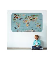 Eğitici Dünya Haritası Dünya Atlası Çocuk Ve Bebek Odası Duvar Sticker-3771-85x130