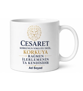 Korkularla Yüzleşme Cesaret Özgüven Temalı Baskılı Porselen Kupa Bardak Hediye