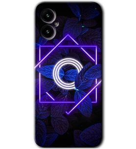 Omix X3 Kılıf HD Desen Baskılı Arka Kapak - Dark Neon Yaprak O Harfi