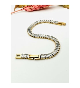 GOLD RENK BAGET TAŞLI SU YOLU ÇELİK BİLEKLİK 5MM ACR2290