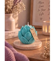 Mumelia Enginar Formunda - Doğal Soya Blok Dekoratif Mum - Turkuaz