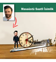 Karikatür Erkek Model Masaüstü Saatli İsimlik MSİ47