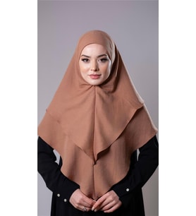 Yavru Ağzı Pratik Hazır Geçmeli Tesettür Eşarp Pamuk Caz Kumaş Çift Katlı Düz Hijab 2303_35 (Yavruağzı)
