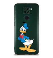 Xiaomi Redmi Note 9 Soft Premier Kapak Donald Duck-D Tasarımlı Silikon Kılıf - Yeşil (Şeffaf)