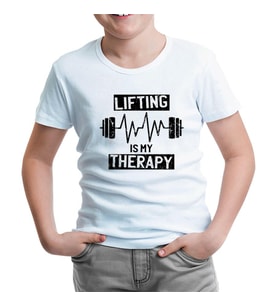Bodybuilding Lifting Theraphy Beyaz Çocuk Tshirt