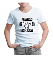 Bodybuilding Lifting Theraphy Beyaz Çocuk Tshirt