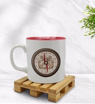 Bk Gift Pusula Tasarımlı İçi Kırmızı Renkli Kupa Bardak Model 1