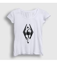 Presmono Kadın Beyaz Skyrim Oyun The Elder Scrolls V T-Shirt 432628tt (Beyaz)