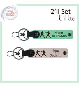 Antrenman Azmini Yansıtan Hediye, Boks Eldivenli, Kişisel Yazılı Anahtarlık, Açık Yeşil-Pudra