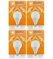 (4 Adet) Osaka 7W (50W) Beyaz Işık E14 Duylu (İnce Duy) Led Mini Ampul