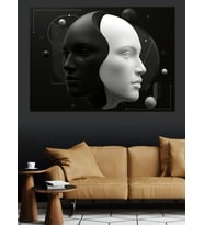 Kitaplıkta Sevimli Kediler Dekoratif Kanvas - Mdf Ahşap Tablo