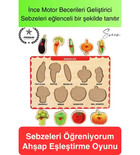 Premium Sebzeler Ahşap Bul Tak Puzzle Eğitici Oyuncak Havuç Patates Soğan Motor Becerisi Gelişim