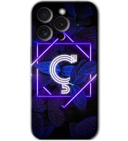 İphone 15 Pro Kılıf HD Desen Baskılı Kılıf - Dark Neon Yaprak Ç Harfi