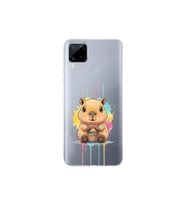 Realme C15 ile Uyumlu Splash Kapibara Tasarımlı Şeffaf Silikon Kılıf