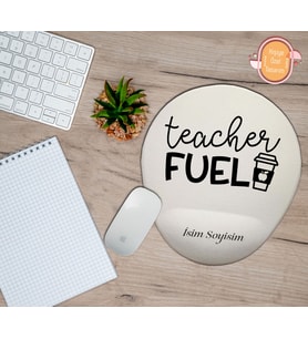 Kişiye Özel Coffee (Kahve) Temalı Öğretmen Yakıtı Yazılı Mouse Pad Bilek Destekli