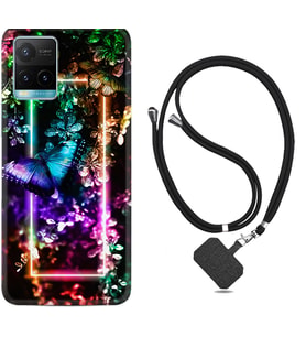 Vivo Y11S Y21S Y20 Y20S Y70 Kılıf Boyun Askılı Silikon Butterfly Neon 1684