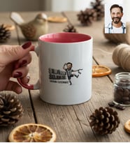 Kişiye Özel Karikatürlü Siyah Beyaz Taraftar Kupa Bardak Doğum Günü Hediyesi