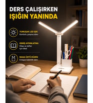 Kalemlik ve Telefon Standlı Masa Lambası – Kısılabilir LED Işık, Göz Dostu Tasarım Yeni Nesil