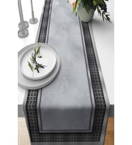 Gri Çerçeveli Desen Premium Masa Örtüsü Runner RNR397
