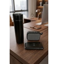 Ofis Hediye Seti ( Yeni iş hediye seti - Wireless Powerbank-Dereceli Termos-Bluetooth Hoparlör ) (Siyah)