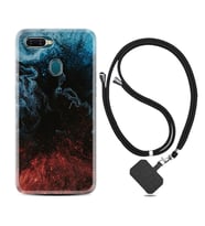 Oppo A5S A15 A16 A54 A55 A73 A74 Kılıf Boyun Askılı Silikon Red Blue Black Abstact 1386