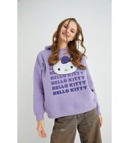 Lisanslı Baskılı Kapüşonlu Oversize Sweatshirt (Mor)