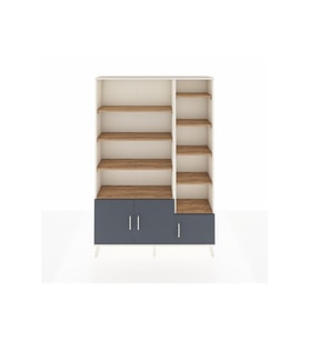Arges Dolap 10 Raflı 3 Kapaklı 132x30x195 Aytaşı-Antrasit/Çam