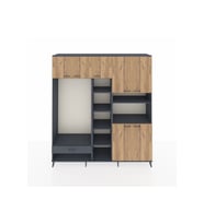 Hyperion Dolap 11 Raflı Tek Çekmeceli 7 Kapaklı 220x44x243 Antrasit-Çam/Antrasit