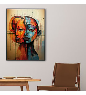 Ezgoola / Kadın Temalı Soyut Portre / Renkli Modern Sanat / Duvar Tablosu / Hediye Poster / Poster Tasarımı (Silver)