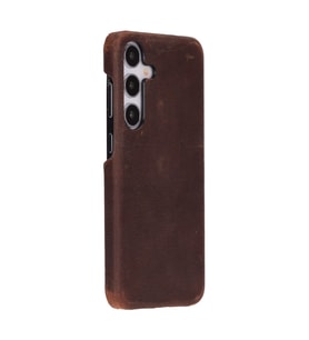 Samsung Galaxy S25 Plus Uyumlu, Hakiki Deri, El Yapımı Arka Kapak, Antik Kahve