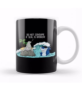 Funny Do Not Consume If Seal Is Broken Seal Shark Kupa Bardak Porselen